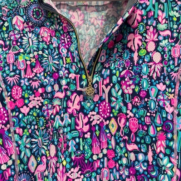 NWOT Lilly Pulitzer Justine 1/2 Zip UPF 50+ Low Tide Navy - Picture 3 of 4
